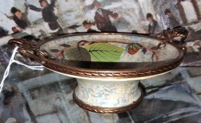Louis DAGE (1885–1963) Art-déco-Schale aus emaillierter Keramik mit Haselnuss-Dekor — Guter Zustand