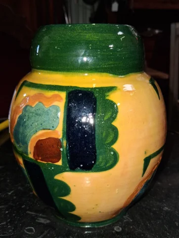 Vase Art déco aus emaillierter Keramik — Guter Zustand