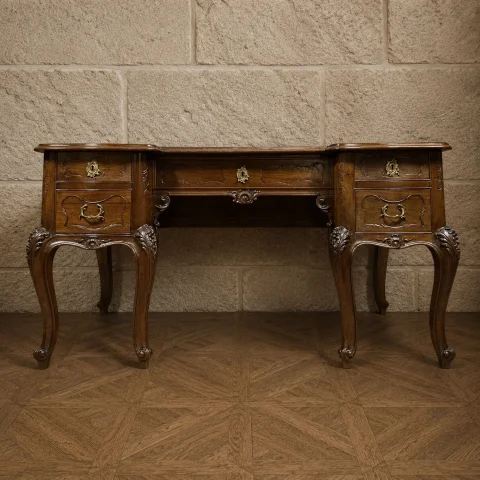 Grand bureau plat en noyer – Stile Luigi XV — Buono stato