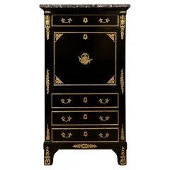 Secrétaire a ribalta in legno laccato nero e bronzi dorati – Stile Boulle, metà XIX secolo