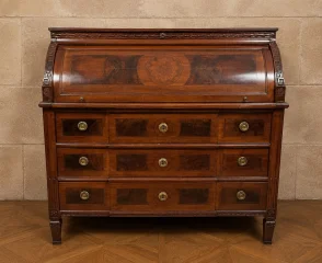 Bureau à cilindro in noce intarsiato – Epoca Luigi XVI, fine XVIII secolo