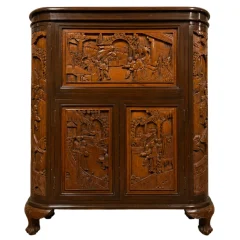 Meuble bar chinois sculpté en bois – XXe siècle