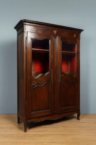 Bücherregal im Louis-XV-Stil aus Nussbaum, Eiche und Buche, circa 1880 — Guter Zustand