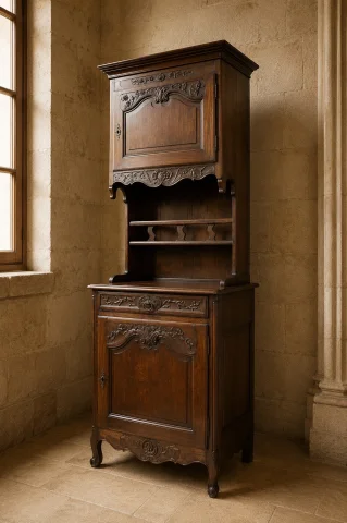 Buffet zweiteilig im Louis-XV-Stil aus Nussbaum — Guter Zustand