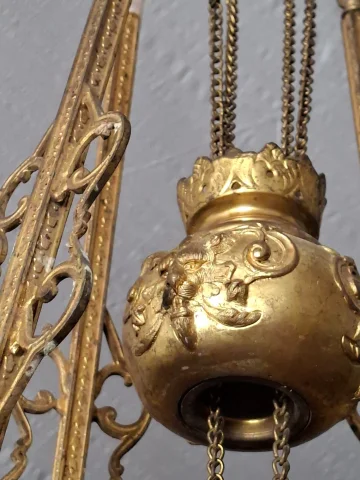 Gilt bronze counterweight chandelier – swan and chimera decoration – 19th century — Good condition