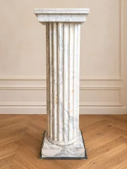 colonne sellette en marbre blanc veiné – style néoclassique h 146