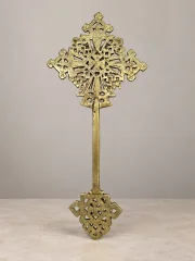Croix processionnelle éthiopienne en bronze ajouré – Art copte