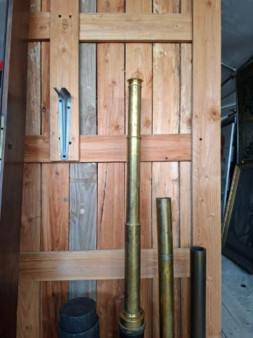 Catalejo antiguo en latón con estuche de madera – siglo XIX — Buen estado