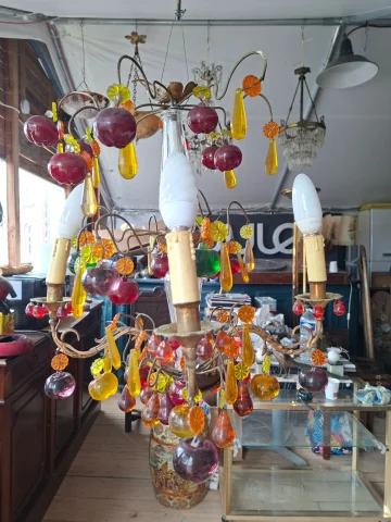 Murano-Lüster mit Früchten aus polychromem Glas – 20. Jahrhundert — Guter Zustand