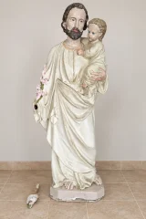 Grande statua di San Giuseppe con Bambino in cartapesta policroma – H. 149 cm