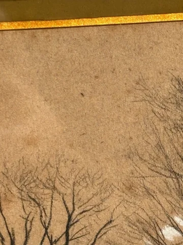 フランソワ・エミール・ミシェル（1828–1909）大型素描 – 豚の群れと羊飼いたち — 良好な状態