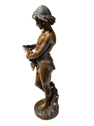 Bronze „L'Oiseleur" Signiert Jean-Louis Grégoire 68 cm — Sehr guter Zustand