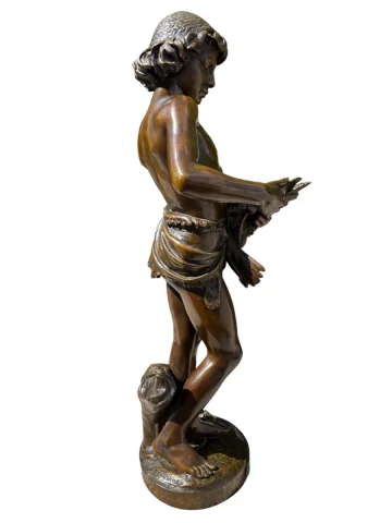 BRONZE « L'OISELEUR » SIGNÉ JEAN-LOUIS GREGOIRE 68CM — Très bon état