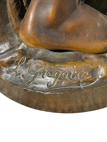 BRONZE „L'OISELEUR" SIGNIERT JEAN-LOUIS GRÉGOIRE 68 CM — Sehr guter Zustand