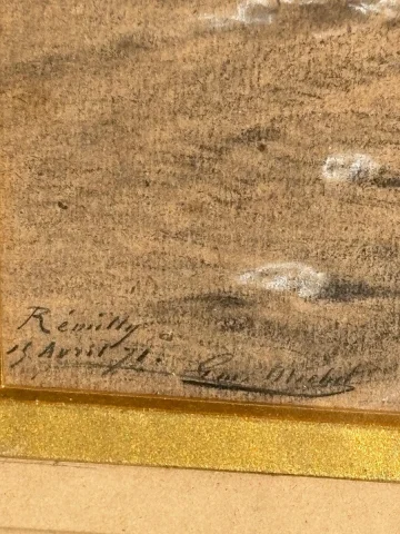 Großes Zeichnung von François Émile Michel 1828 – 1909 — Guter Zustand