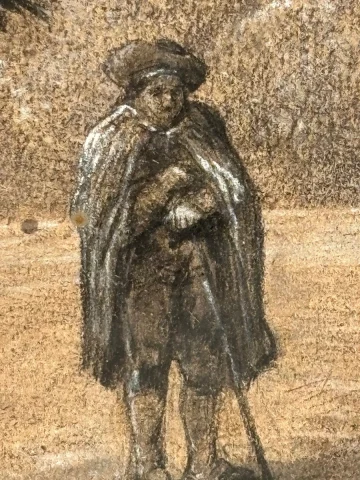 Großes Zeichnung von François Émile Michel 1828 – 1909 — Guter Zustand