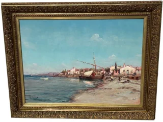 Large Marine Painting by Émile Godchaux