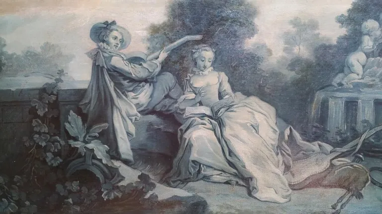 Franse schilderij "grisaille" school van Boucher