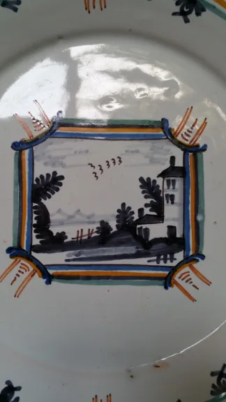 Assiette Nevers 18 eme décor paysage..
