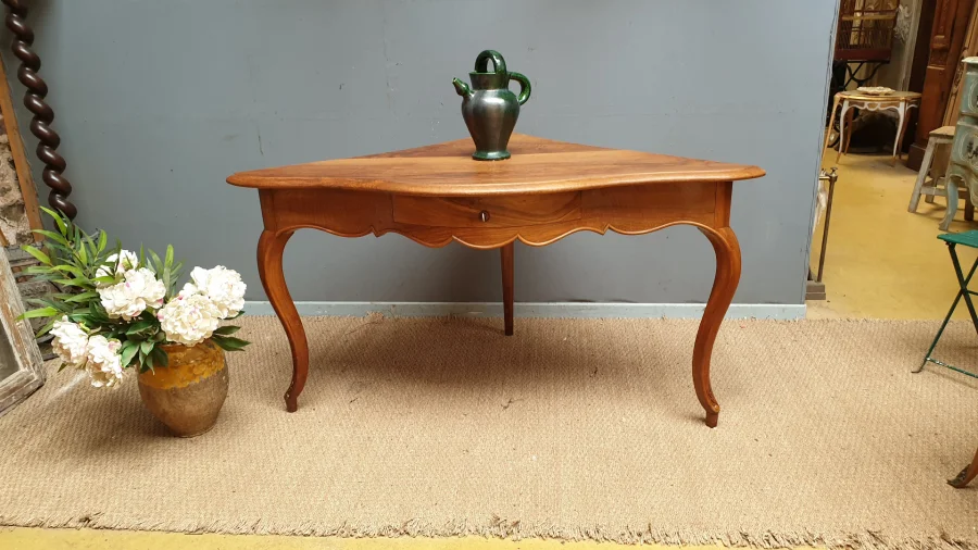 antique walnut corner console table in Louis XV