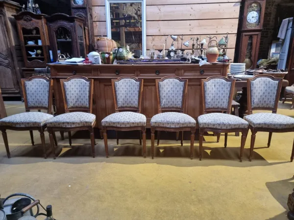 Série de 6 chaises de style directoire en hêtre