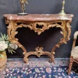 Console Louis XV bois doré marbre rouge 1m10