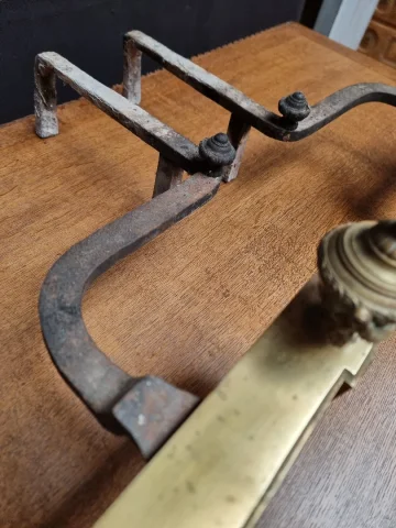 18 C.th French antique  pair of Louis XVI bronze andirons