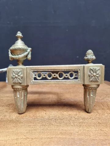 18 C.th French antique  pair of Louis XVI bronze andirons