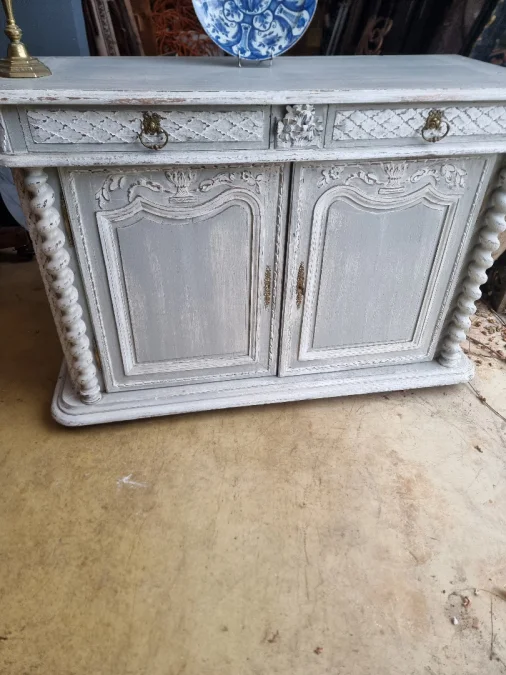 19c.th french antique painted and carved oak sideboard