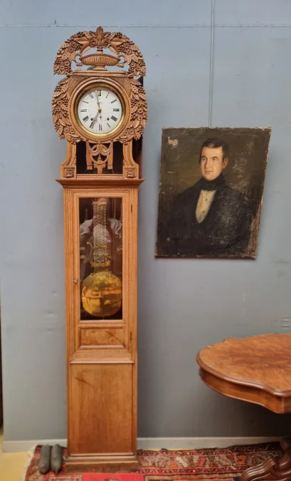 Ancienne Horloge Normande de mariage ;chêne