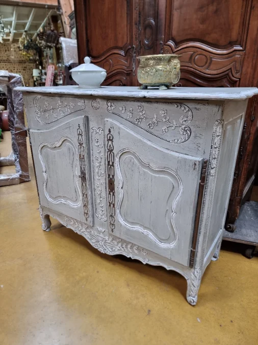 French Norman carved and painted sideboard.