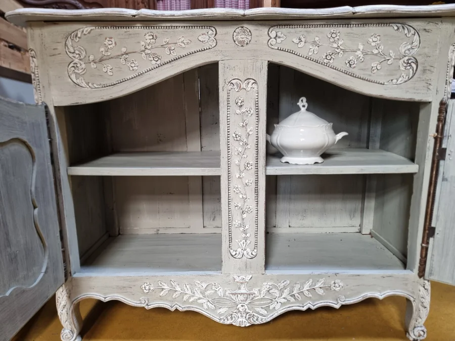 French Norman carved and painted sideboard.