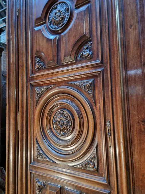 French antique Large 19th-century walnut château wardrobe