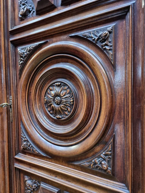 French antique Large 19th-century walnut château wardrobe