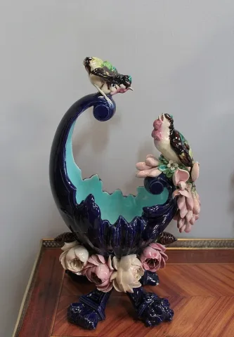 Garniture de Cheminée en Faïence Emaillée 1900