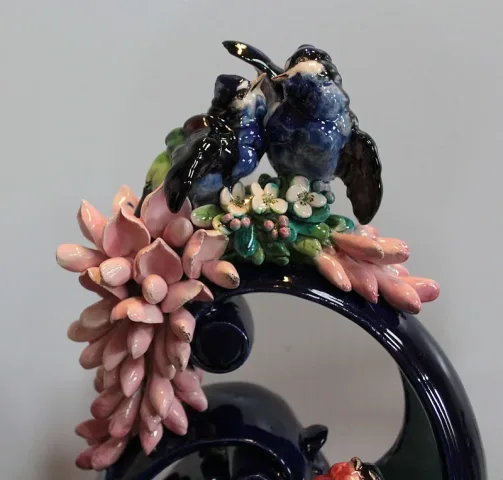 Garniture de Cheminée en Faïence Emaillée 1900