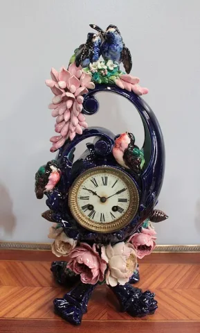 Garniture de Cheminée en Faïence Emaillée 1900