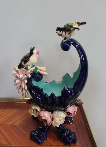 Garniture de Cheminée en Faïence Emaillée 1900
