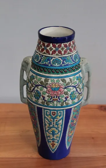 LONGWY EMAILLE VASE