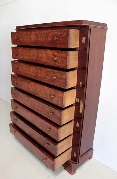 Chiffonnier en Ronce d'Acajou XIXe