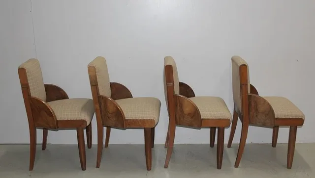 Suite de 4 Chaises en Noyer ART-DECO