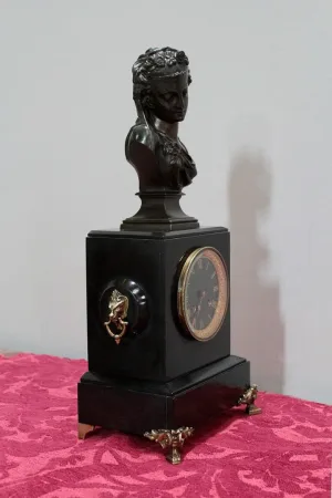 Pendulette marbre noir & bronze 1900
