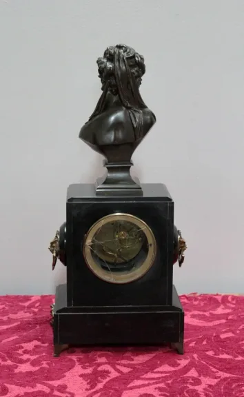 Pendulette marbre noir & bronze 1900