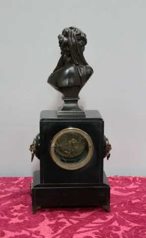 Pendulette marbre noir & bronze 1900