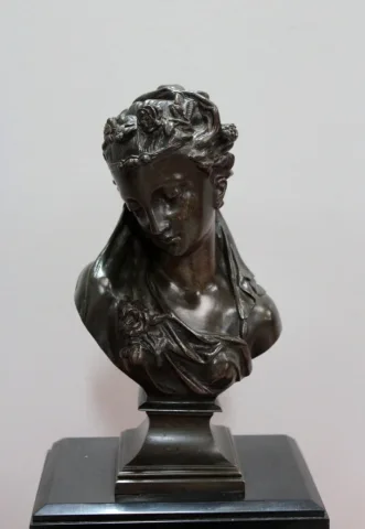 Pendulette marbre noir & bronze 1900