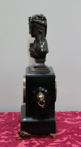 Pendulette marbre noir & bronze 1900