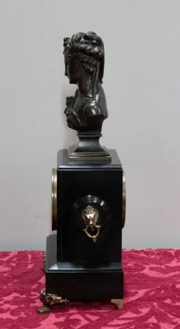 Pendulette marbre noir & bronze 1900
