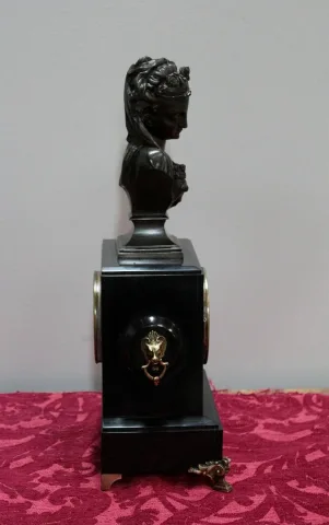 Pendulette marbre noir & bronze 1900