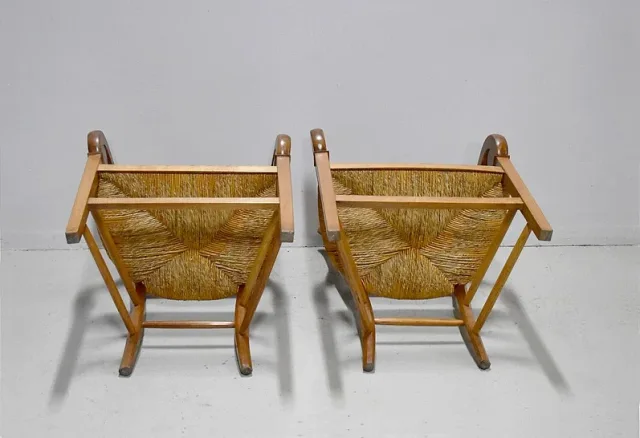 Pair of straw chairs - XIXth