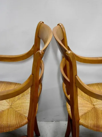 Pair of straw chairs - XIXth